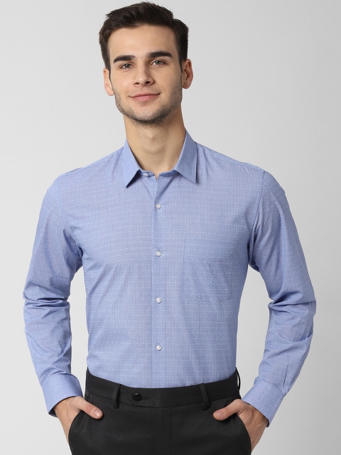 

Peter England Men Blue Regular Fit Self Design Formal Shirt