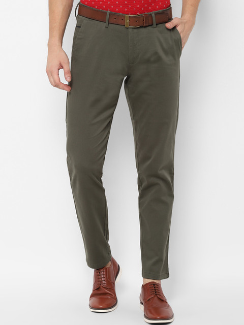 

Allen Solly Men Olive Green Slim Fit Solid Regular Trousers
