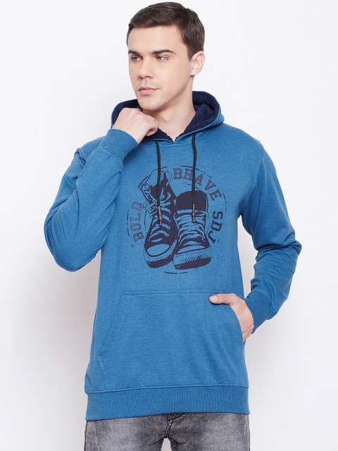 

Duke Men Blue Solid Hooded Sweatshirt