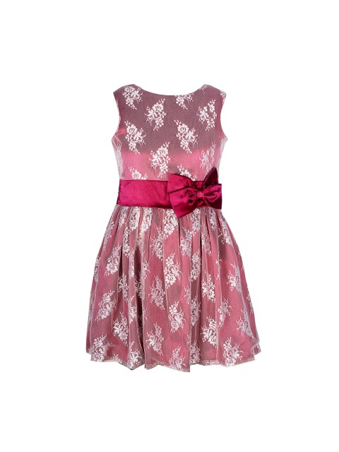

naughty ninos Girls Maroon Self Design A-Line Dress