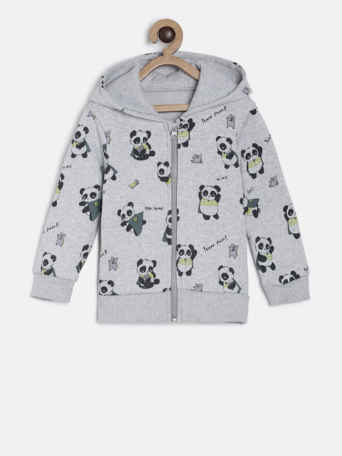 

MINI KLUB Boys Grey Printed Hooded Sweatshirt