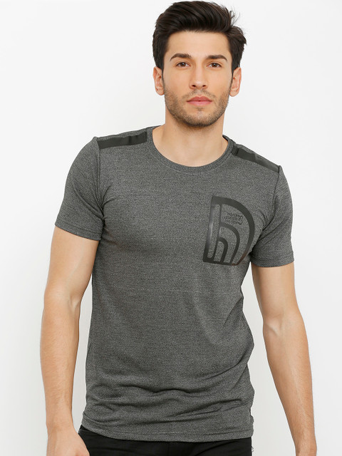 

Rex Straut Jeans Men Charcoal Grey Printed Round Neck T-shirt