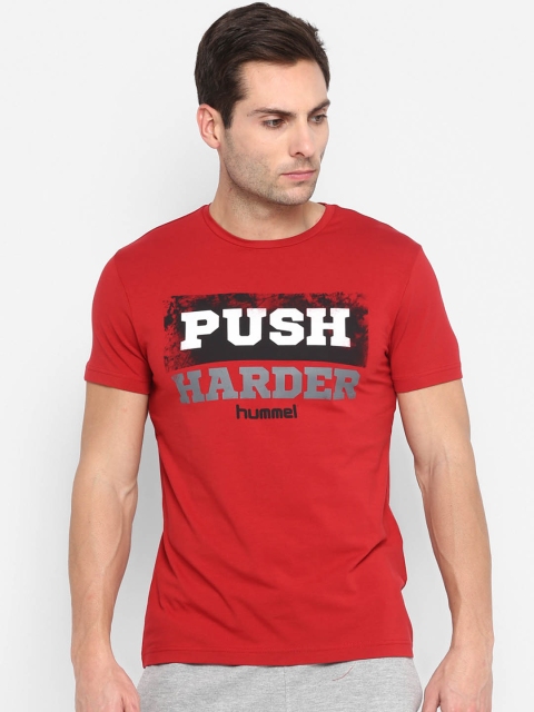 

hummel Men Red Printed Round Neck T-shirt