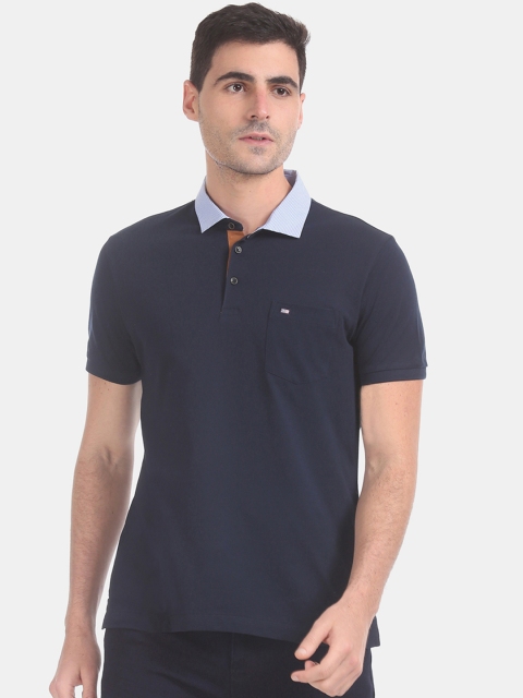 

Arrow Men Navy Blue Solid Polo Collar T-shirt