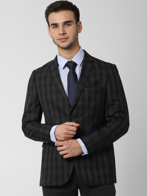 

Peter England Men Black Checked Slim-Fit Single-Breasted Formal Blazer