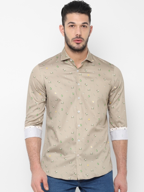 

SIMON CARTER LONDON Men Beige & Green Regular Fit Printed Casual Shirt