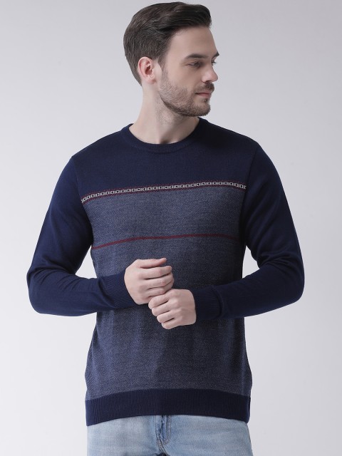 

COBB Men Navy Blue Solid Pullover Sweater