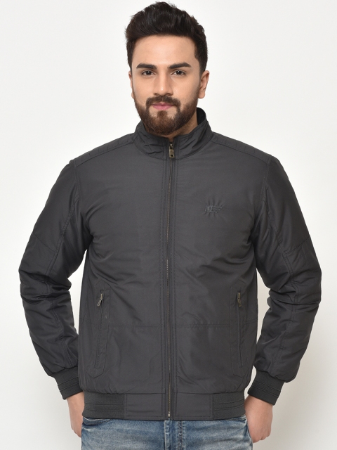 

Duke Men Grey Solid Bomber Jacket