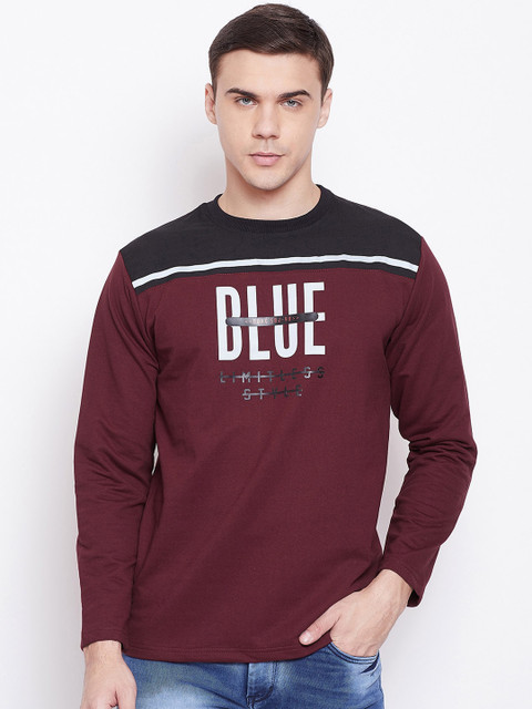 

Duke Men Burgundy Printed Round Neck T-shirt