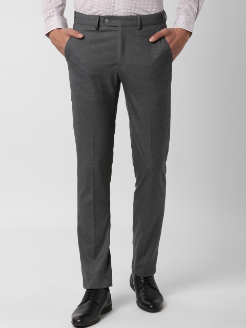 

Peter England Men Grey Slim Fit Solid Formal Trousers