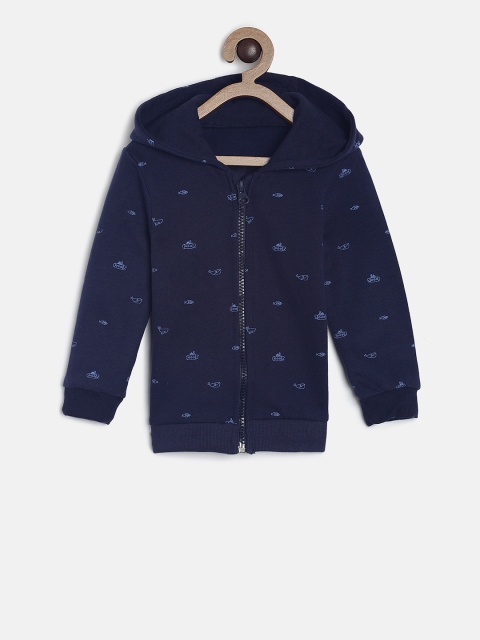 

MINI KLUB Boys Navy Blue Printed Hooded Sweatshirt