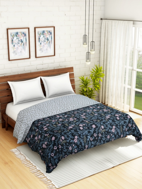 

WELHOME Grey Floral AC Room 110 GSM Double Bed Quilt