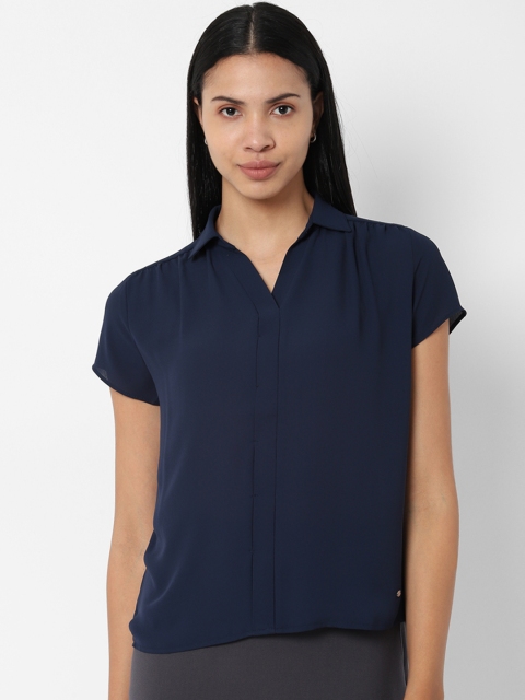 

Allen Solly Woman Navy Blue Regular Fit Solid Casual Shirt