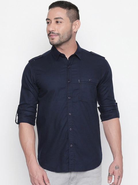

Mufti Men Navy Blue Original Slim Fit Solid Casual Shirt