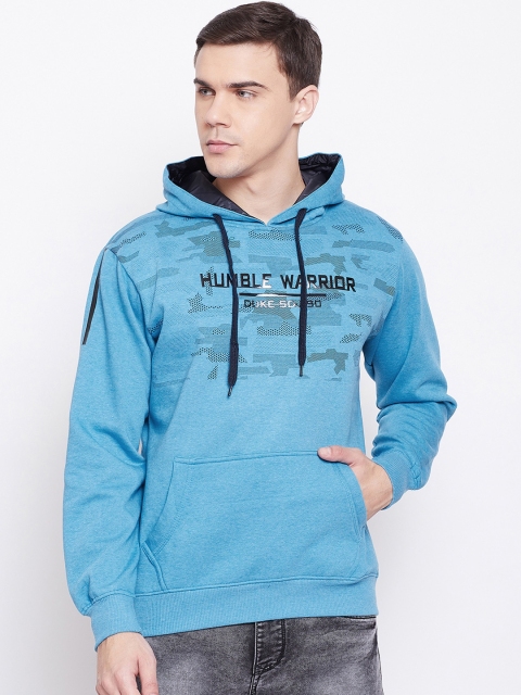 

Duke Men Blue Solid Hooded Sweatshirt