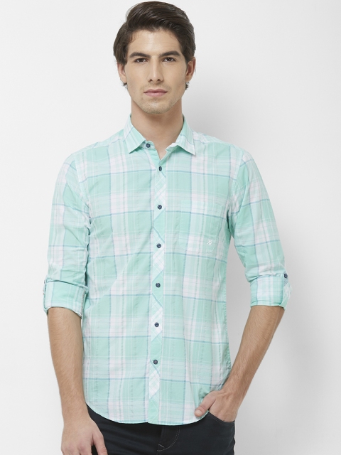 

Killer Men Sea Green Regular Fit Checked Casual Shirt