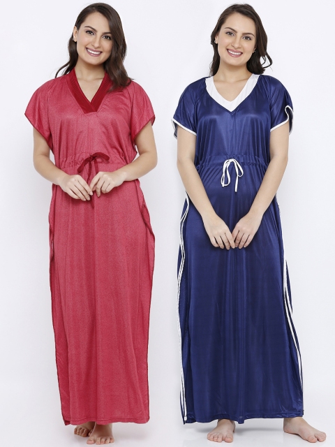 

Pretty Awesome Pack of 2 Solid Nightdresses, Blue