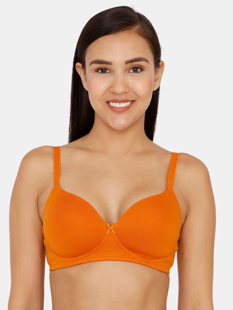 

Zivame Orange Solid Non-Wired Lightly Padded T-shirt Bra