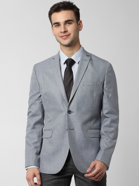 

Peter England Men Grey Self-Design Slim Fit Single-Breasted Formal Blazer