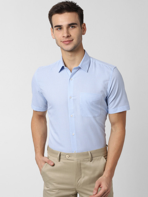 

Peter England Men Blue Slim Fit Checked Formal Shirt