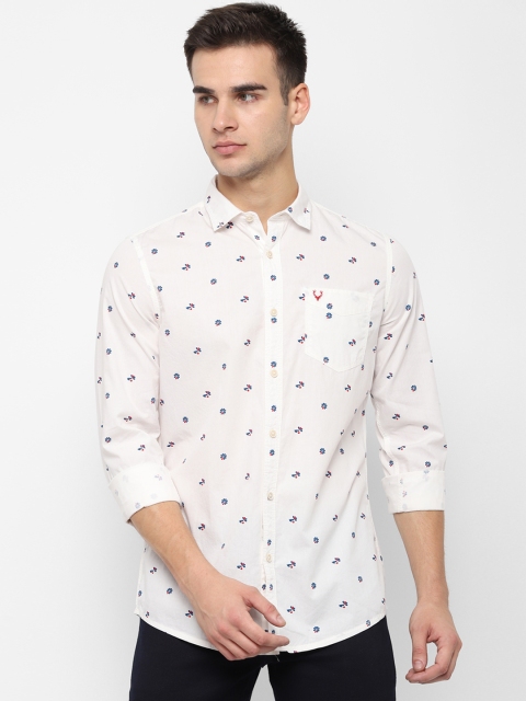 Allen Solly Sport Men White Blue Regular Fit Printed Casual Shirt