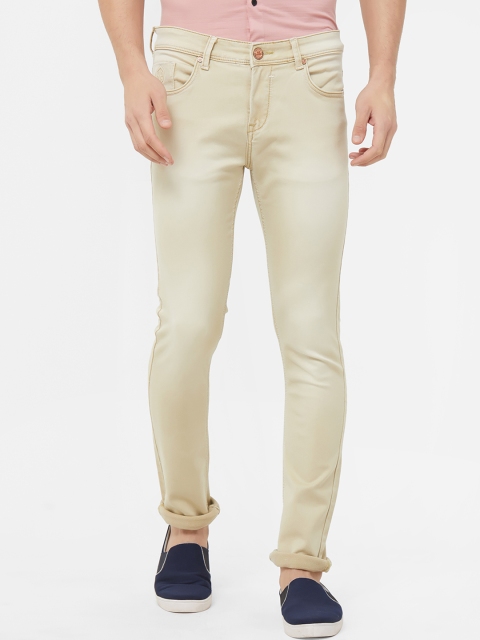 

Road Rockers Men Beige Regular Fit Mid-Rise Clean Look Stretchable Jeans