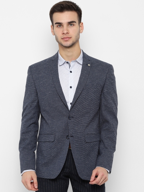 

Allen Solly Men Blue Self-Design Slim-Fit Single-Breasted Casual Blazer