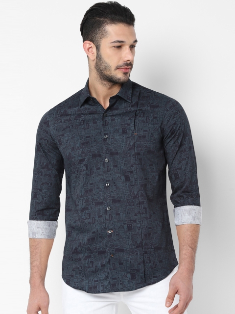 

SIMON CARTER LONDON Men Grey Slim Fit Printed Casual Shirt