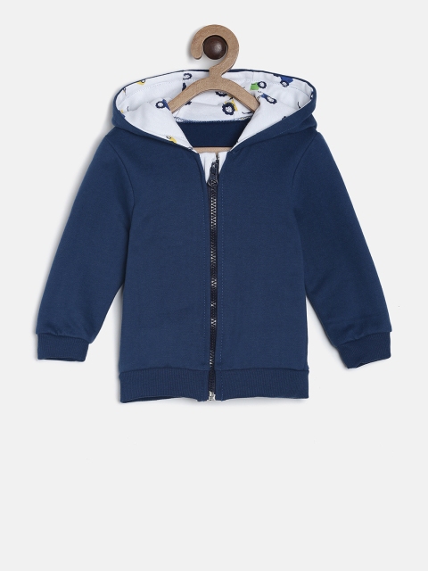 

MINI KLUB Boys Navy Blue Solid Hooded Sweatshirt