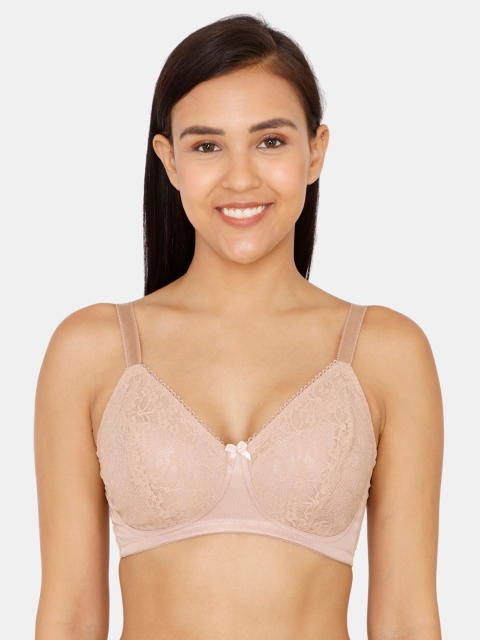 

Zivame Beige Lace Non-Wired Non Padded Everyday Bra