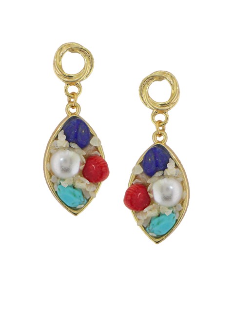 

Sia Art Jewellery Gold-Plated & Red Leaf Shaped Drop Earrings