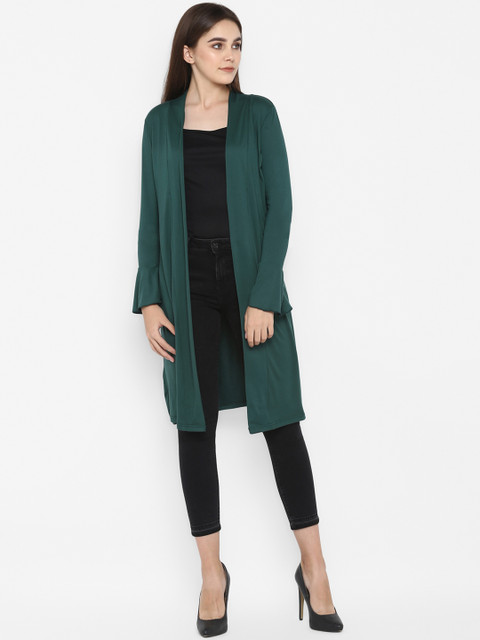 

Color Cocktail Women Green Solid Open Front Shrug