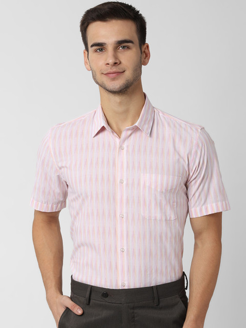 

Peter England Men Pink & White Regular Fit Striped Formal Shirt