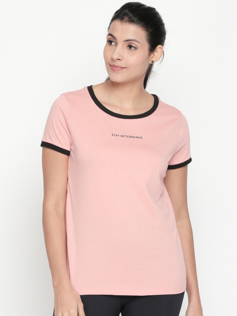 

Ajile by Pantaloons Women Pink Printed Round Neck Pure Cotton T-shirt