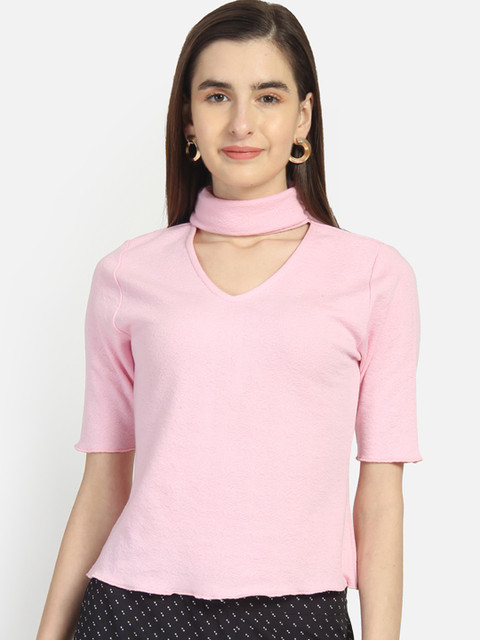 

Yaadleen Women Pink Solid Pure Cotton Top