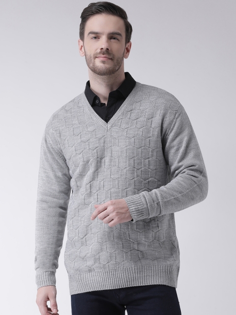 

COBB Men Grey Self Design Pullover