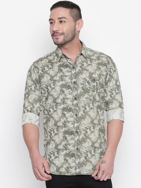 

Mufti Men Green & Grey Original Slim Fit Printed Casual Shirt
