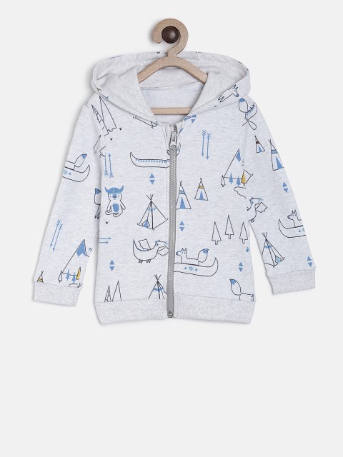 

MINI KLUB Boys Grey Printed Hooded Sweatshirt