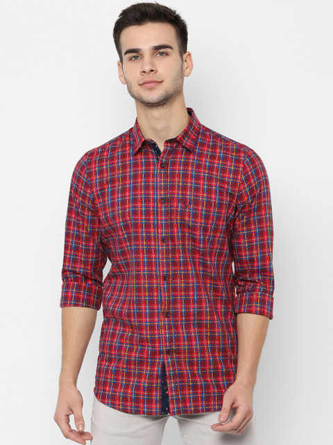 

Allen Solly Men Red & Blue Slim Fit Checked Casual Shirt