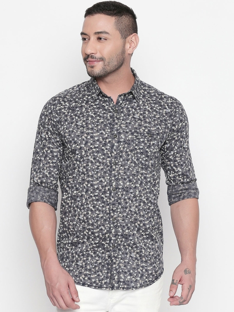 

Mufti Men Grey & Black Slim Fit Printed Casual Shirt