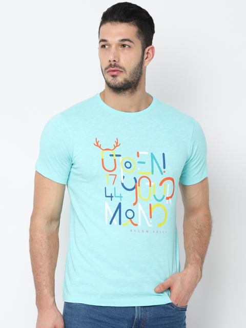 Allen Solly Sport Men Turquoise Blue Printed Round Neck T-shirt