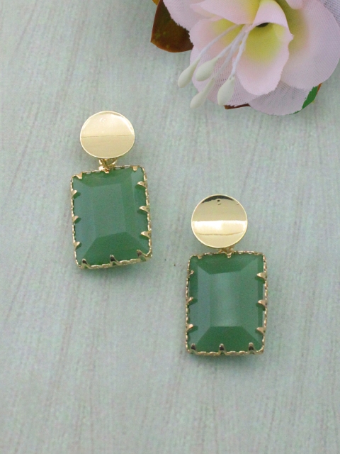 

Sia Art Jewellery Gold-Plated & Green Geometric Drop Earrings