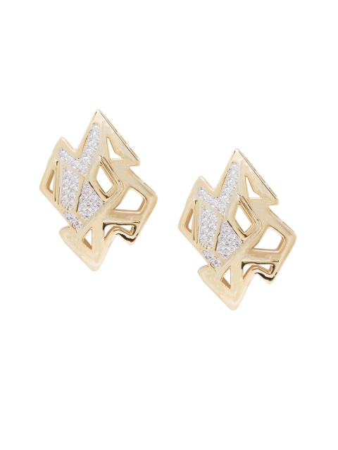 

shaze Gold-Toned & White Geometric Studs