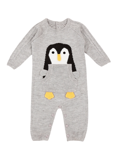 

Pantaloons Baby Girls Grey Melange Printed Rompers