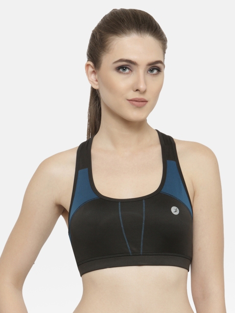 

BUKKUM Black Colourblocked Non-Wired Non Padded Sports Bra E-BSB19001