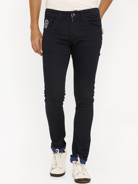 

Rex Straut Jeans Men Navy Blue Tapered Fit Mid-Rise Clean Look Stretchable Jeans