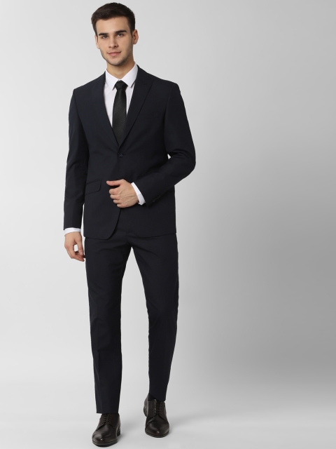 

Peter England Men Navy Blue Self-Design Slim-Fit Single-Breasted Formal Suit