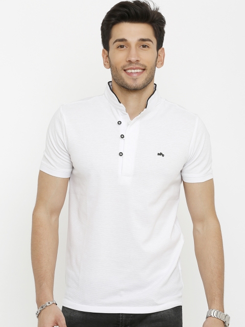 

Rex Straut Jeans Men White Solid High Neck T-shirt
