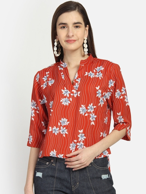 

Yaadleen Women Orange & White Printed Top