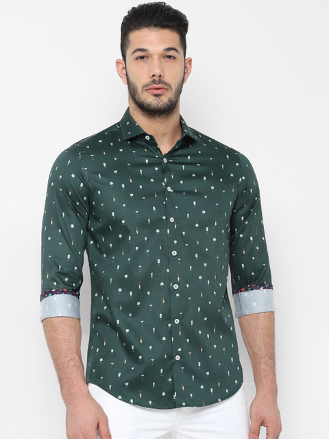 

SIMON CARTER LONDON Men Green Slim Fit Printed Casual Shirt